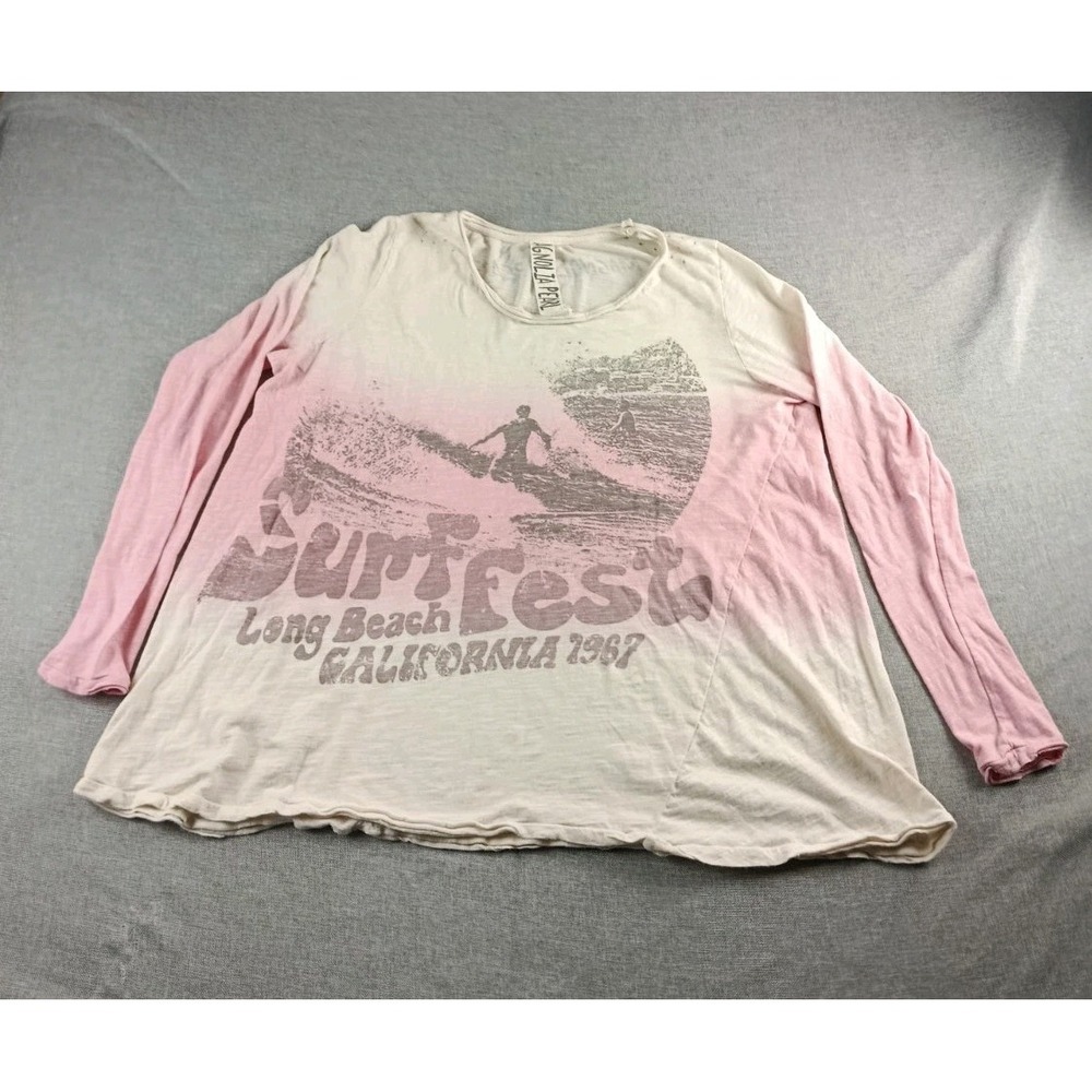Magnolia Pearl Surf Fest Long Sleeve Dress Womens Cotton Jersery  Distressed